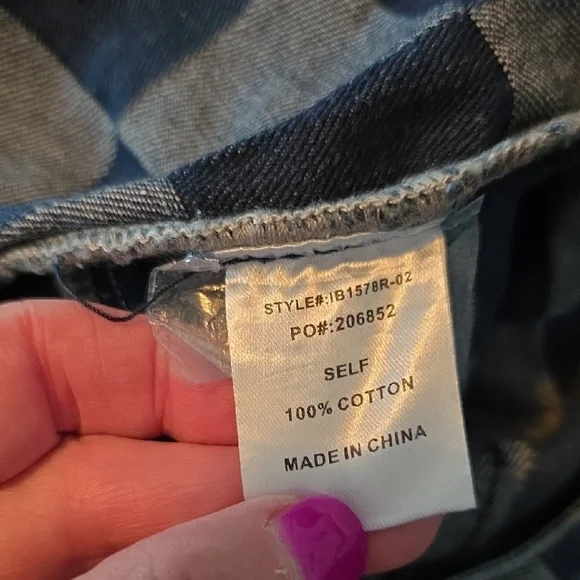 NWOT BiBi Dark And Light Blue Checkered Jumpsuit Oversized Small - Picture 9 of 10